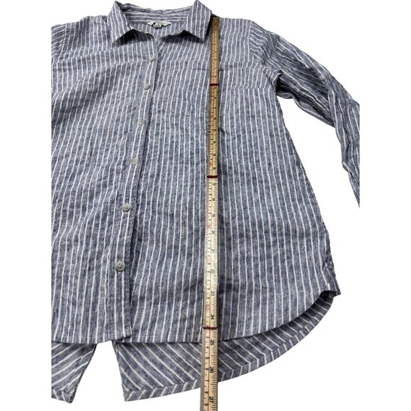 Lucky Brand Blue/White Striped Button-Down Shirt Womens M Cotton Blend Casual - Picture 8 of 11